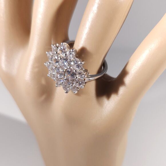 Simulated Diamond Ring J Francis SWAROVSKI Zirconia Size 7-1/4 - Picture 9 of 12